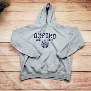Oxford University Hoodie Sweatshirt Mens Large Gray Pullover College Graphic